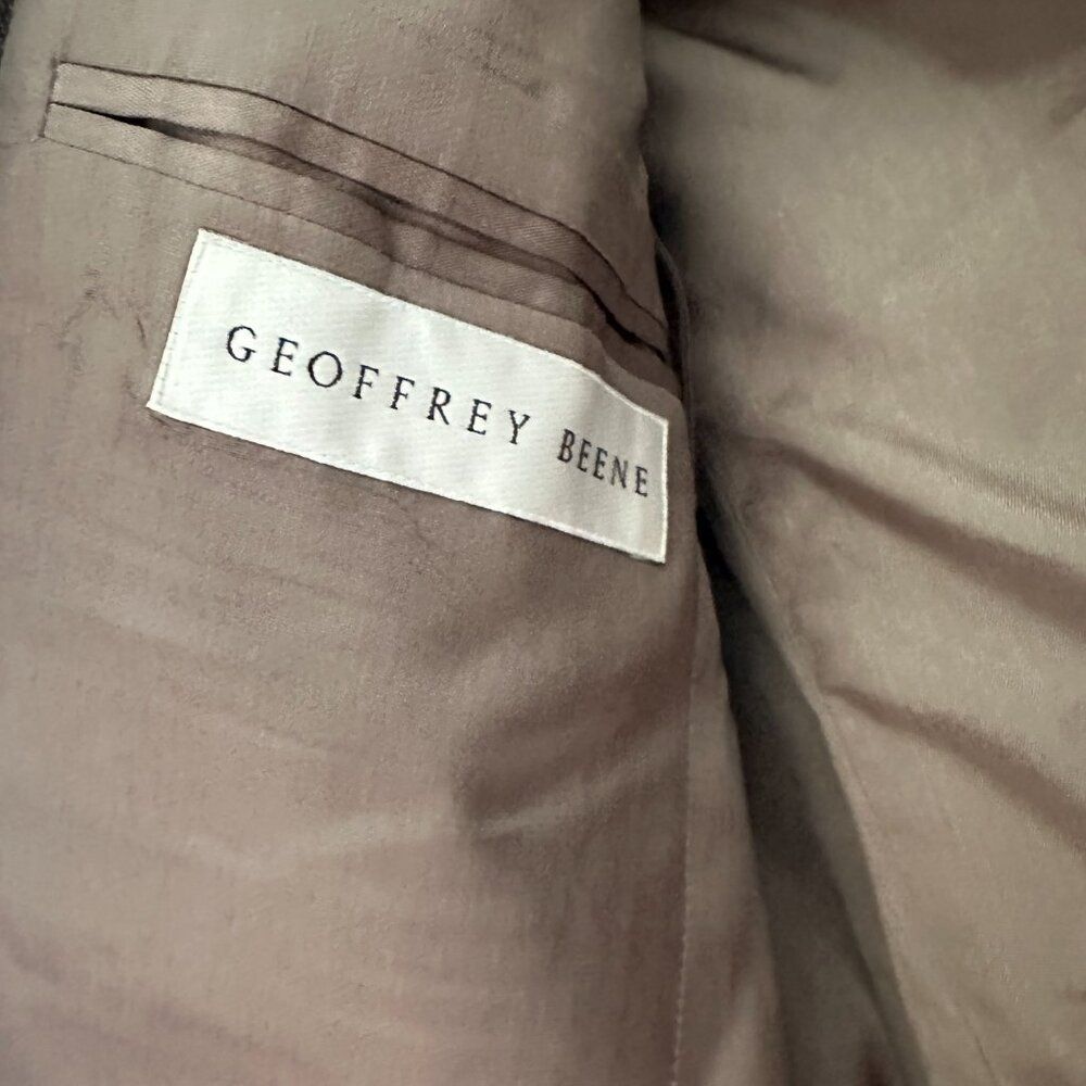 Geoffrey Beene 40R Brown Windowpane Plaid 100% Wool Blazer Classic Tailored - Picture 3 of 7
